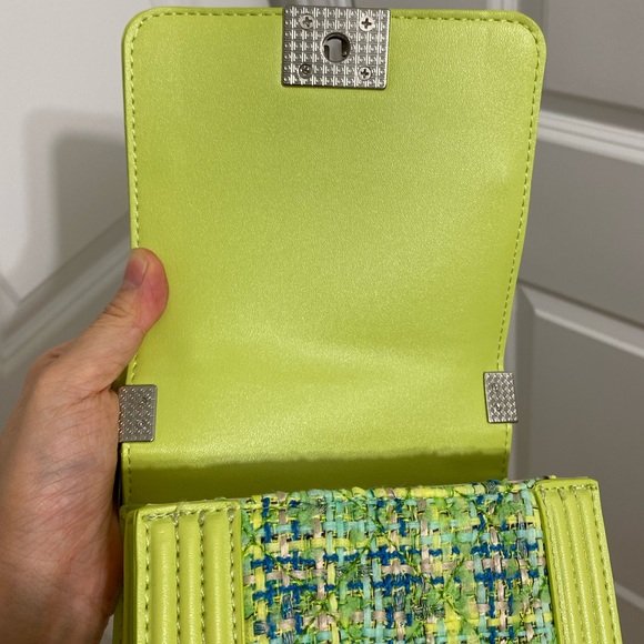 Nub tweed green  faux leather shoulder & cross body bag - Picture 7 of 8